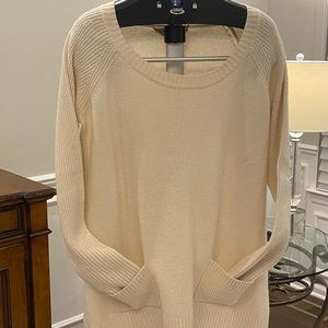Donna Karan, Size L, Cream/White 100% Cashmere Tunic Sweater